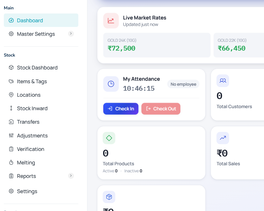 Swarnamate dashboard and mobile app screenshot